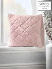 Catherine Lansfield Pink Cosy Diamond Cushion (T09975) | $37