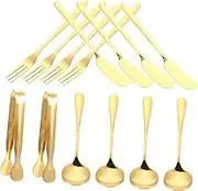 ULTECHNOVO 1Set Cheese Butter Spreader Knives with Mini Dessert Forks and Coffee Spoon Utensil for Serving Cheese Butter and Desserts and Easy