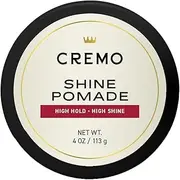 Cremo Premium Barber Grade Hair Styling Shine Pomade, High Hold & Shine, 4 Oz (Packaging May Vary)