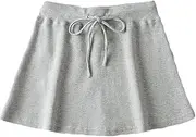 [ERTYUIO] Short Skirt for Women Western Waist Drawstring A-Line Sports Short Skirt