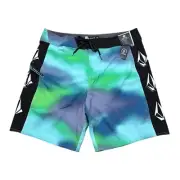 Volcom Men Size 36 Electric Green Blue Lido Iconic Mod-Tech Swim Board Short NWT