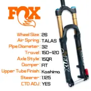 Fox 2015 TALAS 32 Fork KASHIMA 26in F-S 150-120mm CTD 15QR 1.125 39mm Rake AM
