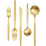 60-Piece Gold Silverware Set, Flatware Set for 12, Food-Grade Stainless Steel...