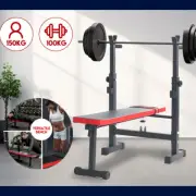 Gym Weight Bench Press Squat Rack Incline Fitness Home Gym Equipment Black AU