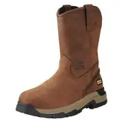Mens Wellington Work Boots Composite Toe Slip Resistant Leather Brown 13 EE