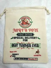 Personalized Christmas Gift Bag with double drawstring for Best teacher ever