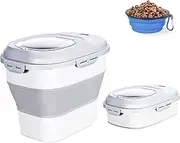 TOMVAES White Collapsible Dog Food Storage Container with Lids Locking Bowl Plastic Airtight Large Flour Sugar Kitchen Rice Leakproof Pantry Collapsible 23 Qt/30 Pound Lb/25L