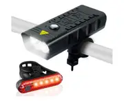 4000 Lumens Super Bright Bike Light,Rechargeable Bicycle Front Light,5 LED&4 Light Modes,with Taillight,for All