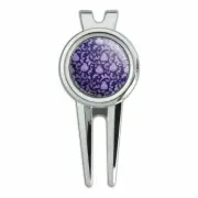 Purple Peeps In Garden Pattern Golf Divot Repair Tool and Ball Marker
