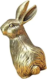 QUMIIRITY Brass Bunny Figurine Vintage Rabbit Statue Small Bunny Figurine Decor Unique Cabinet Ornament