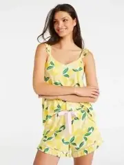 PETER ALEXANDER L 14 YELLOW Lemons Bamboo Jersey Blend sleep Tank top no bottoms