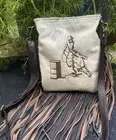 Klassy Cowgirl Leather Crossbody Bag with hair on cowhide wit barrel racer brand