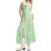 ASOS Design Peter Pan Collared Sleeveless Midi Shirt Dress in Green, Size 8
