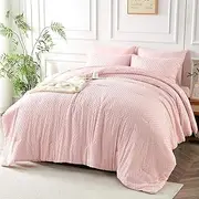 6 Piece Tufted Kids Comforter Set Full Size Pink Jacquard Tufts Embroidery Bedding Set for Boys Girls Bed in A Bag Quilt with 1 Comforter, 1 Flat Sheet, 1 Fitted Sheet, 1 Pillowcase and 2 Pillow Sham