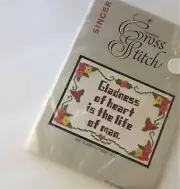 Singer COUNTED CROSS STITCH Kit SAMPLER New GLADNESS OF THE HEART IS LIFE OF MAN