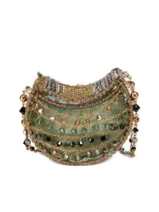 Green Mini Beaded Metal Chain Bag