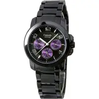 在飛比找旋轉拍賣優惠-Canody 純黑魅力時尚三眼中性腕錶-IP黑+紫圈/36m