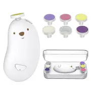 Electric, Rechargeable Baby Nail Clippers with 6 Grinding Heads and LED Light, Safe White