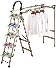 Airer Ladder Style Drying Rack Clothes Airer Folding Practical Free-Standing Multifunctional Ladder Towel Rail Bathroom Outdoor Wing Coat Hanger Space Saving (Size : Five Steps) Little Surprise
