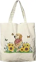 Dlzdn Dog Sunflowers Canvas Tote Bag For Women Aesthetic Golden Retriever Shopping Grocery Bag Beach Bag Gifts for Women Teacher Bag Reusable Grocery Bag