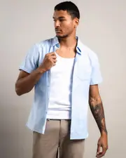 [Lucid] Lucid Men's Must Have Short Sleeve Shirt in Blue Size XL XL Blue