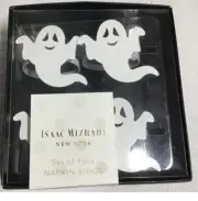 Isaac Mizrahi White Metal Ghost Napkin Rings Set Of 4 Halloween New Ghosty