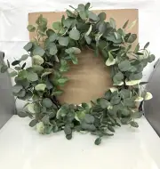 Artificial Greenery Wreath,24” Silver Dollar Eucalyptus Leaves Wreath W1363