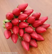 WEDDING SILK FLOWERS RED LATEX TULIPS REAL TOUCH BOUQUET ARTIFICIAL TULIP