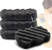 Body Sponge Set of 4 Bamboo Charcoal Body Facial Sponge Exfoliator Sponge Exfoliating Facial Cleansing for Men Women (4 Pack) (Black, One Size)