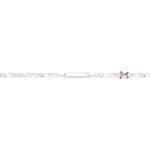 Silver 16cm Solid Figaro 3+1 Pink Teddy Identity Bracelet