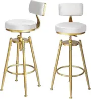 [Levede] 2X Bar Stools Height Adjustable, 360° Swivel Bar Chairs with Backrest and Footrest, Velvet Seat Kitchen Counter Stools for Home Bar, Dining Room, Cafe, 150kg Capacity (White)