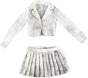 EHJRE 1/6 Scale Jacket and Skirt Set for Female Figure Doll Model Clothing , White Black