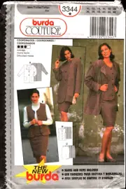 Burda Couture 3344 Size 10-20 Jacket, Vest & Skirt Sewing Pattern Uncut