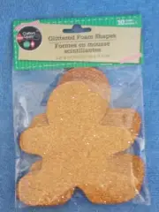 New 10 Count Glittered Brown Gingerbread Men Foam Shapes Crafter's Square