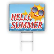 Hello Summer Advertising Sunshine Welcome Summer Coroplast Yard Sign