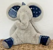 Lambs & Ivy Indigo elephant Patches Baby plush blue gray 12" Stuffed Animal