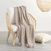 Renee Taylor Lenni 130x170cm Cotton Knitted Sofa Throw Soft Bed Blanket Camel