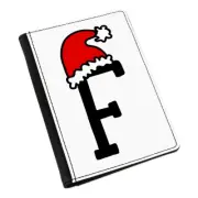 Letter F Christmas Hat Passport Holder Cover Case Red Santa Father Kids Alphabet