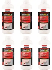 6 x Soudal Soudaprim DP Primer Solvent Free For Porous Pink 1 Litre