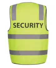 Jb's wear Hi Vis Day Night Safety Vest with Security Print Contrast Grey Binding