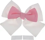 X AUTOHAUX Motorcycle Helmet Accessories Decoration Colorblock Bow for Motorcycle Bicycle Skiing Helmets White Pink Fabric Sticker 1Set