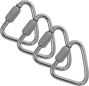 Safety Locking Carabiner 4pcs Stainless Steel Triangle Snap Hook Heavy Duty for Rock Climbing Chain Links Quick Links