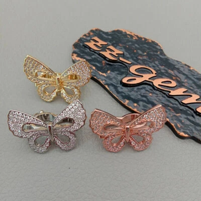 gold plated CZ micro pave butterfly shortener enhancer clasp connector