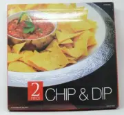 Large 2 Piece Handcrafted Hammered Aluminium Chip & Dip Serving Set