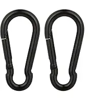 4 Inch Carabiner Clip Spring Snap Hook Black Heavy Duty Steel Clip Link Buckle 10x100mm 2pcs for Hammock Punching Bags Swing Chairs Gym Equipment Camping Hiking