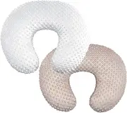 OWLOWLA 2Pack Nursing Pillow Cover White&Khaki Nursing Covers Set Breastfeeding Pillow Slipcover Fits Naked Nursing Pillow for Baby Boy Girl(White/Khaki)