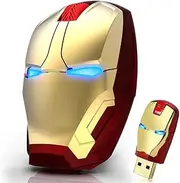Cool Wireless Mouse, 2.4 G Portable Ergonomic Optical Ironman Wireless Mouse with USB Receiver | for Notebook PC Laptop Computer MacBook | with 8G USB Flash Drive | 3 Adjustment Levels