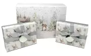 Set of 3 Punch Studio Flip Top & Gift Christmas Boxes Reindeer Village 36847