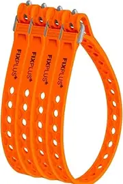 Fixplus Strap Pack of 4 Nano Slim Fit - Lashing Strap for Secure, Attaching, Bundling and Lashing - Made of Special Plastic with Aluminium Buckle 30 cm x 1.2 cm (Orange)