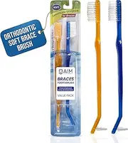 Toothbrush for Braces, Soft Head Braces Toothbrush, V Trimmed Design 2-Pack | Quick Orthodontic Cleaning | Deep Clean Braces at Home (Pack of 2)